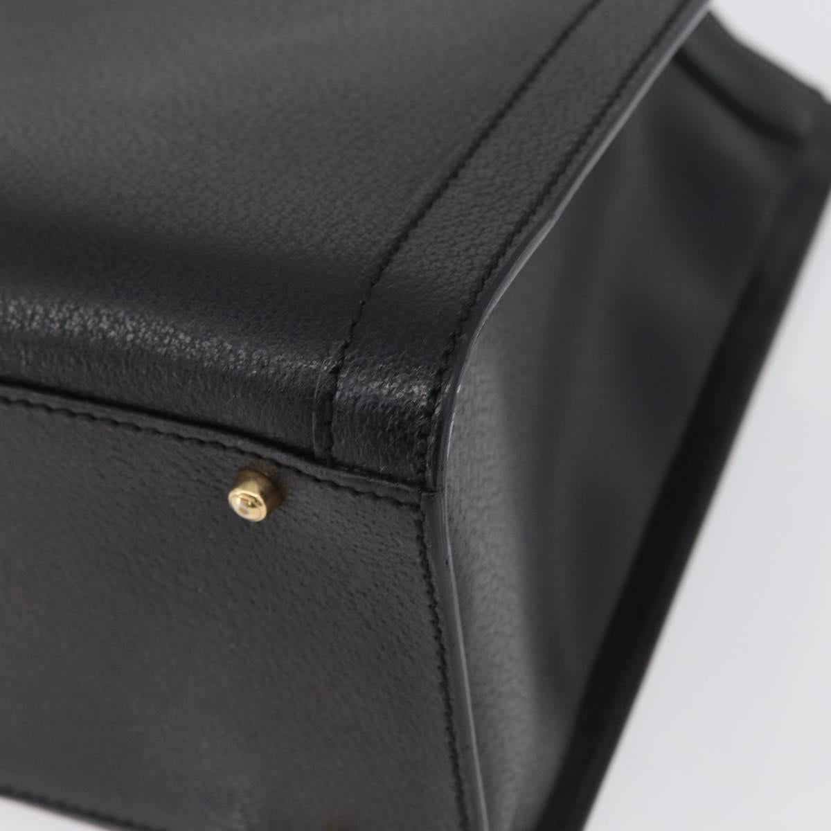 GUCCI Bamboo Tote Bag Leather Black Gold 002 0260 Auth LNZ335