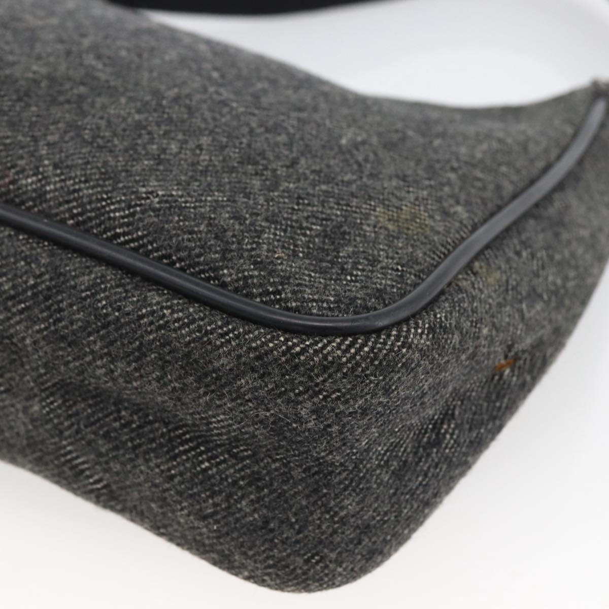 PRADA Hand Pouch Wool Gray Auth LNZ343