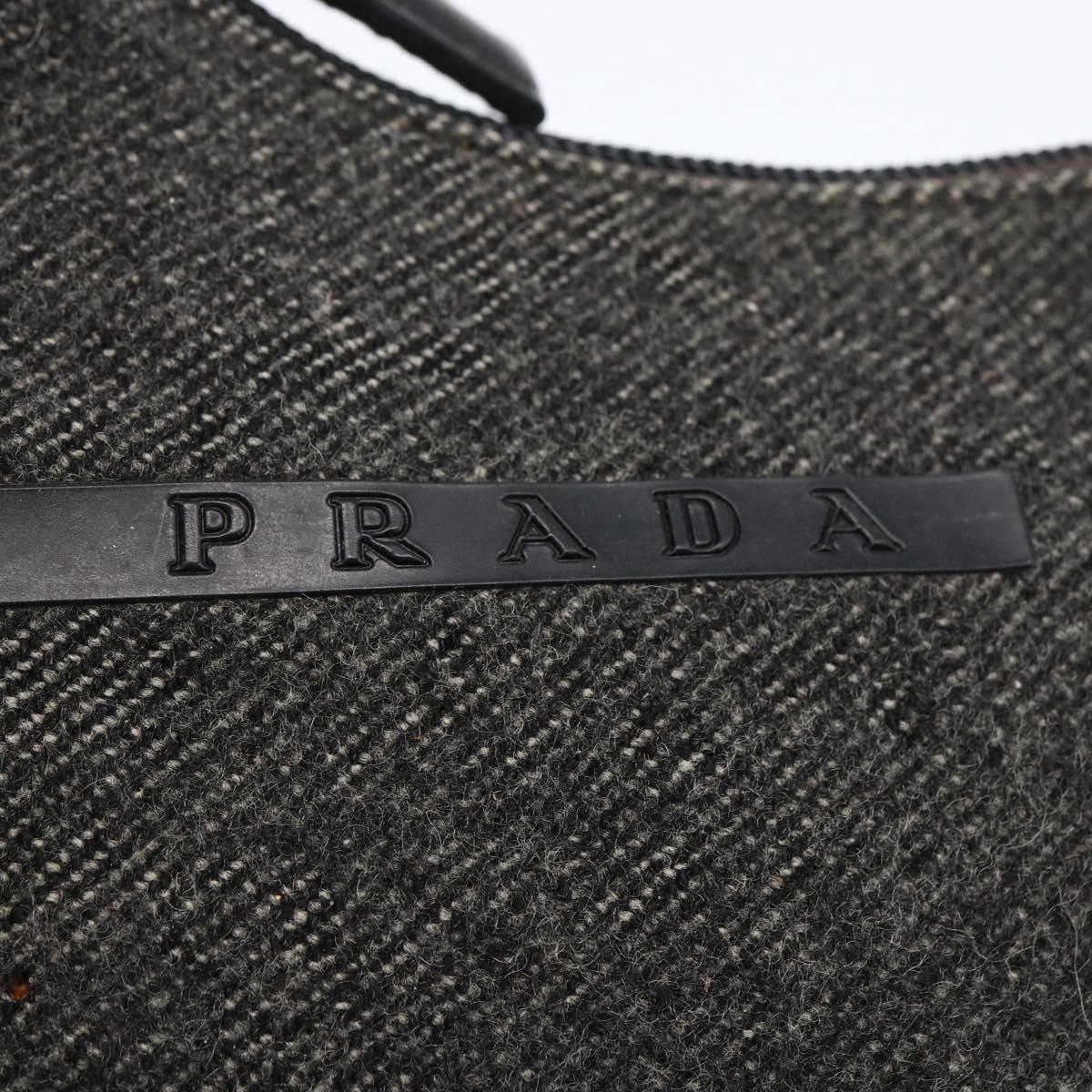 PRADA Hand Pouch Wool Gray Auth LNZ343