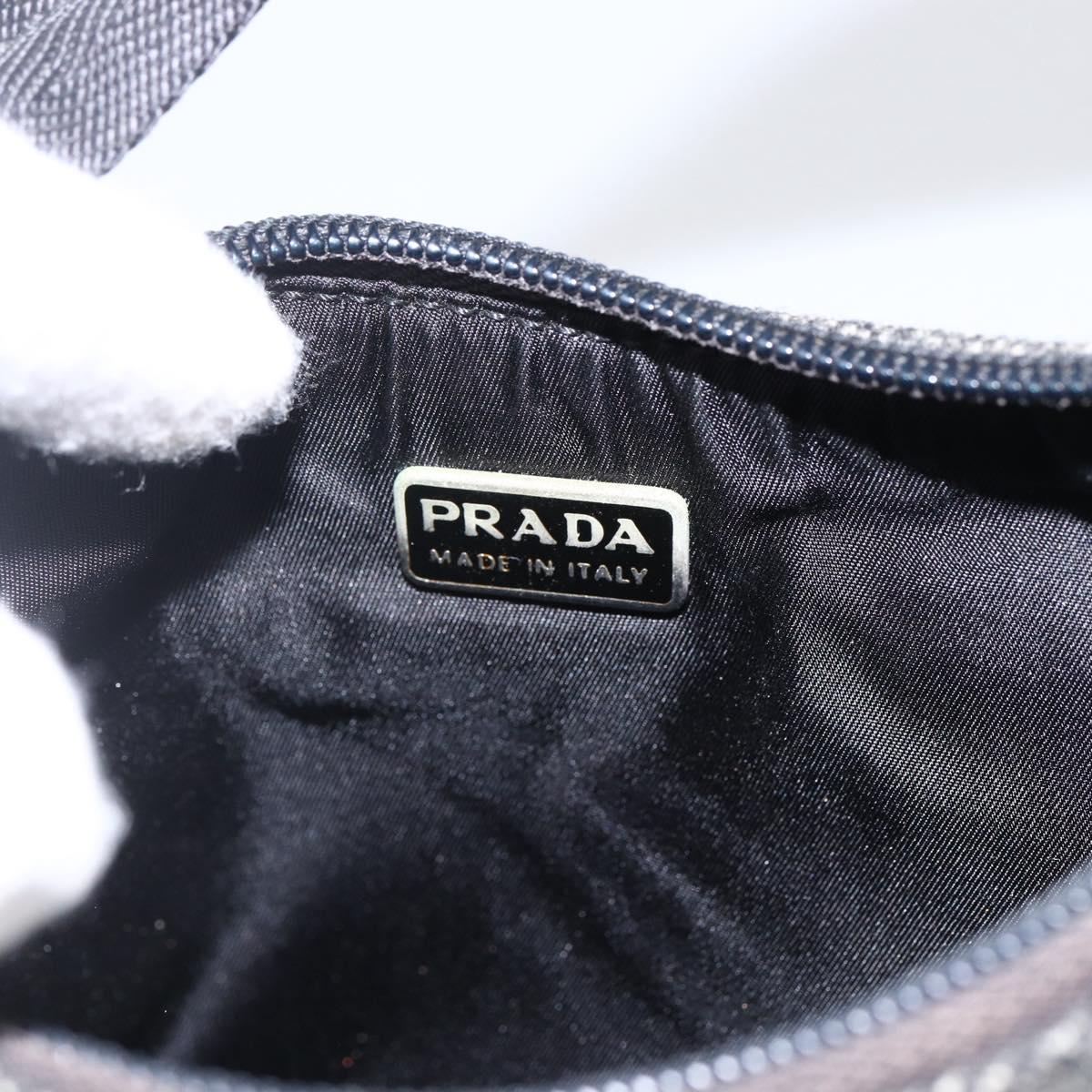 PRADA Hand Pouch Wool Gray Auth LNZ343