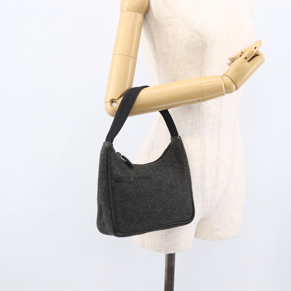 PRADA Hand Pouch Wool Gray Auth LNZ343