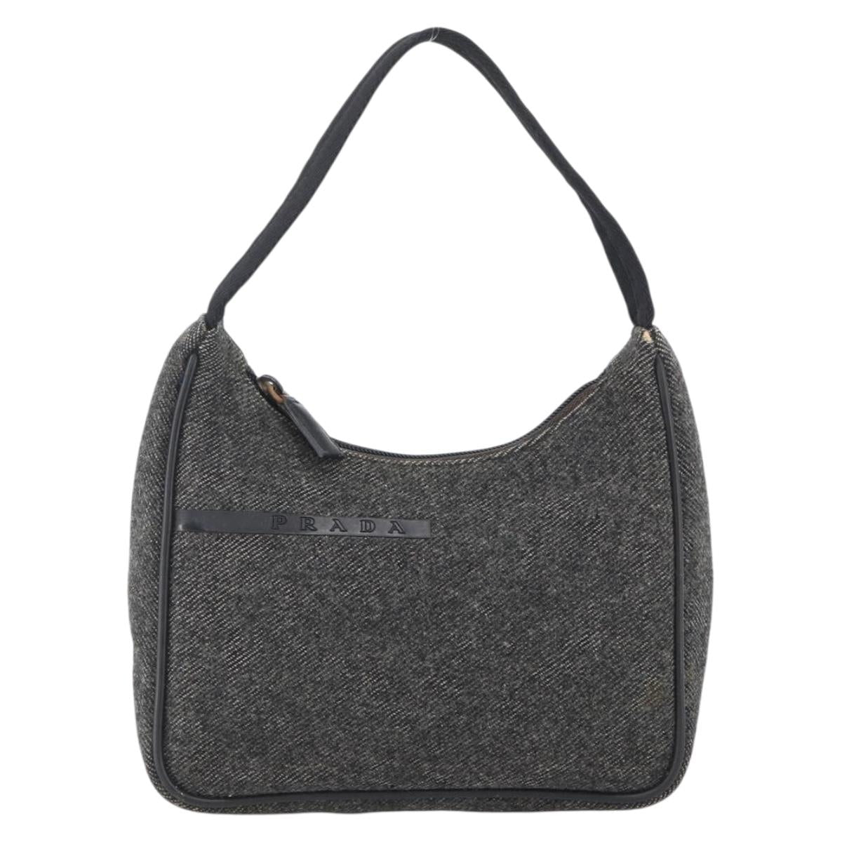 PRADA Hand Pouch Wool Gray Auth LNZ343
