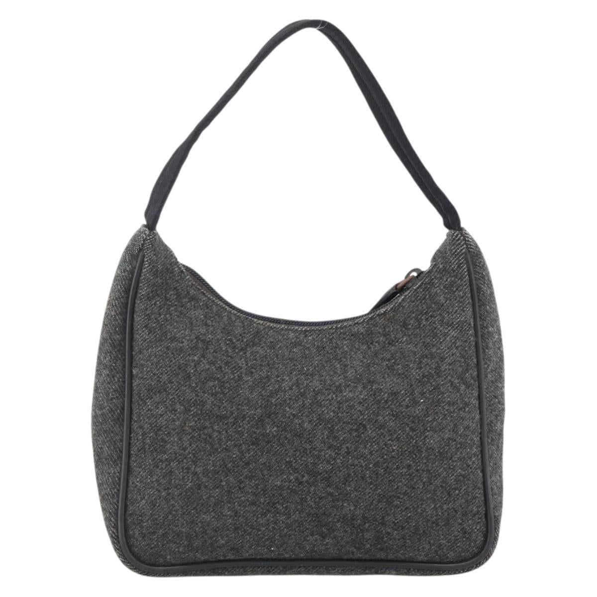 PRADA Hand Pouch Wool Gray Auth LNZ343