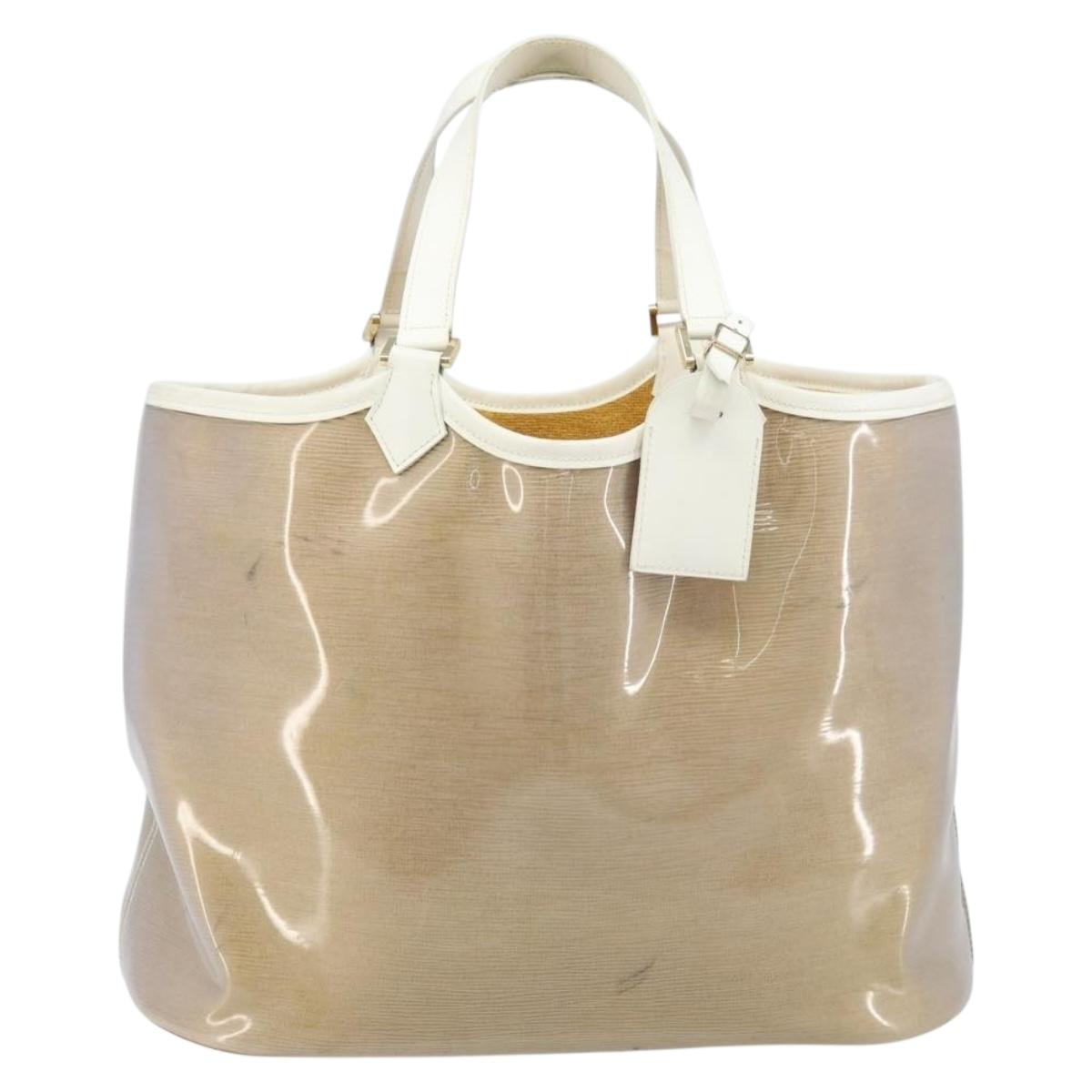 LOUIS VUITTON Epi Plage Lagoon Bay Tote Bag White Clear M92151 LV Auth LNZ349