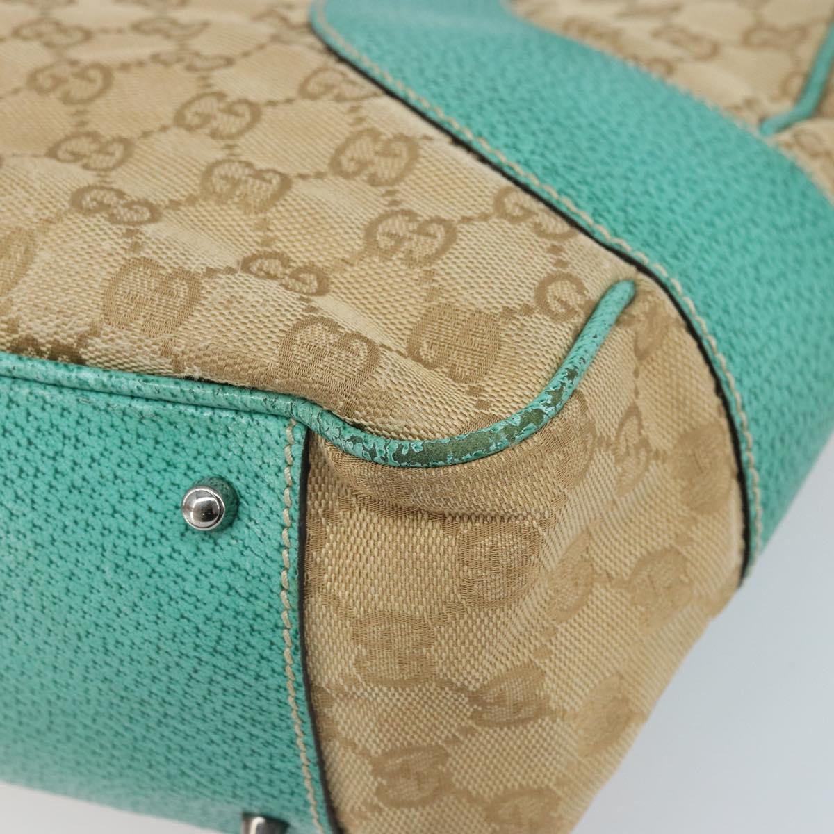 GUCCI GG Canvas Hand Bag Beige Silver 113011 Auth LNZ350