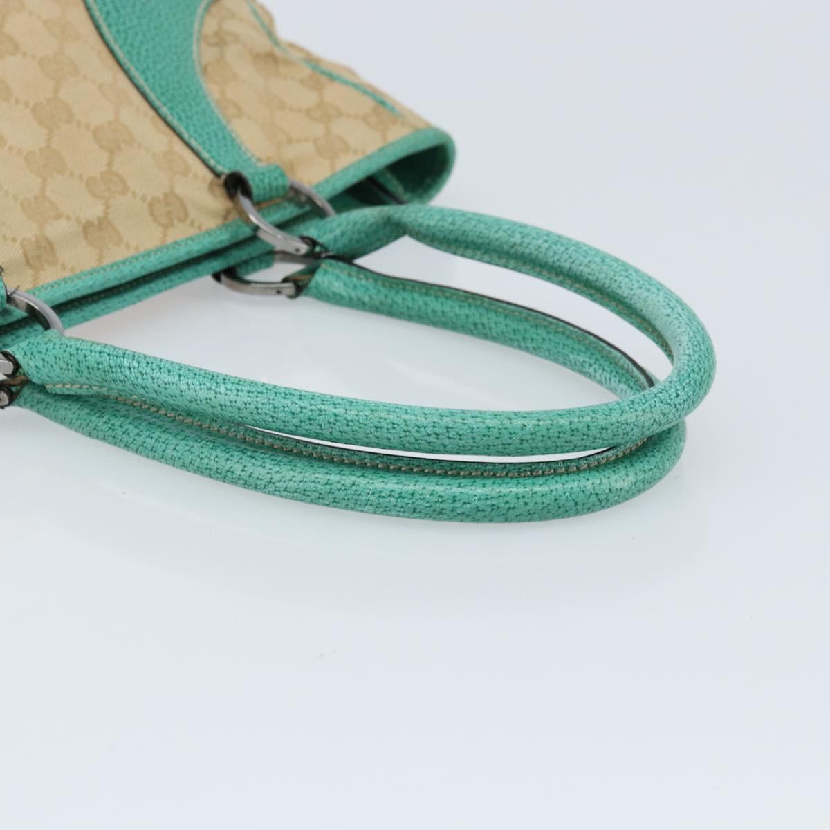 GUCCI GG Canvas Hand Bag Beige Silver 113011 Auth LNZ350