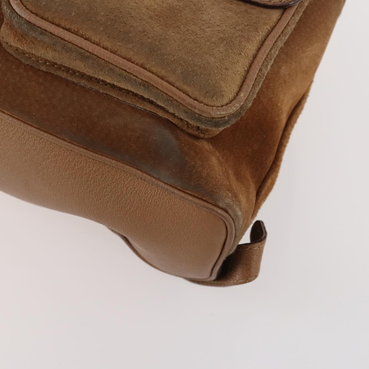 GUCCI Bamboo Backpack Suede Brown Gold 003 2058 0016 Auth LNZ352