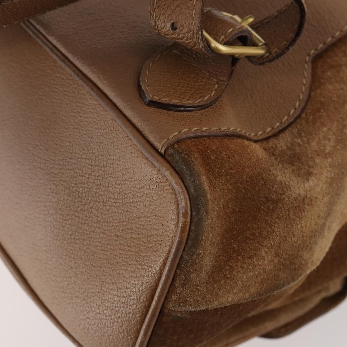 GUCCI Bamboo Backpack Suede Brown Gold 003 2058 0016 Auth LNZ352