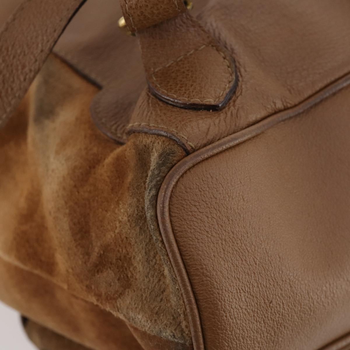 GUCCI Bamboo Backpack Suede Brown Gold 003 2058 0016 Auth LNZ352