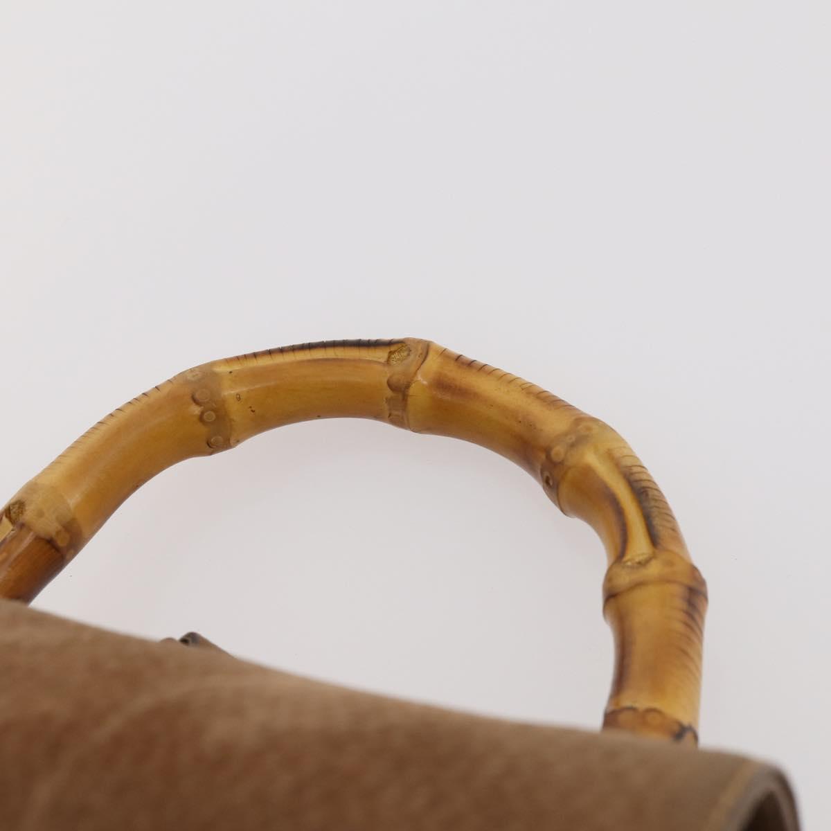 GUCCI Bamboo Backpack Suede Brown Gold 003 2058 0016 Auth LNZ352