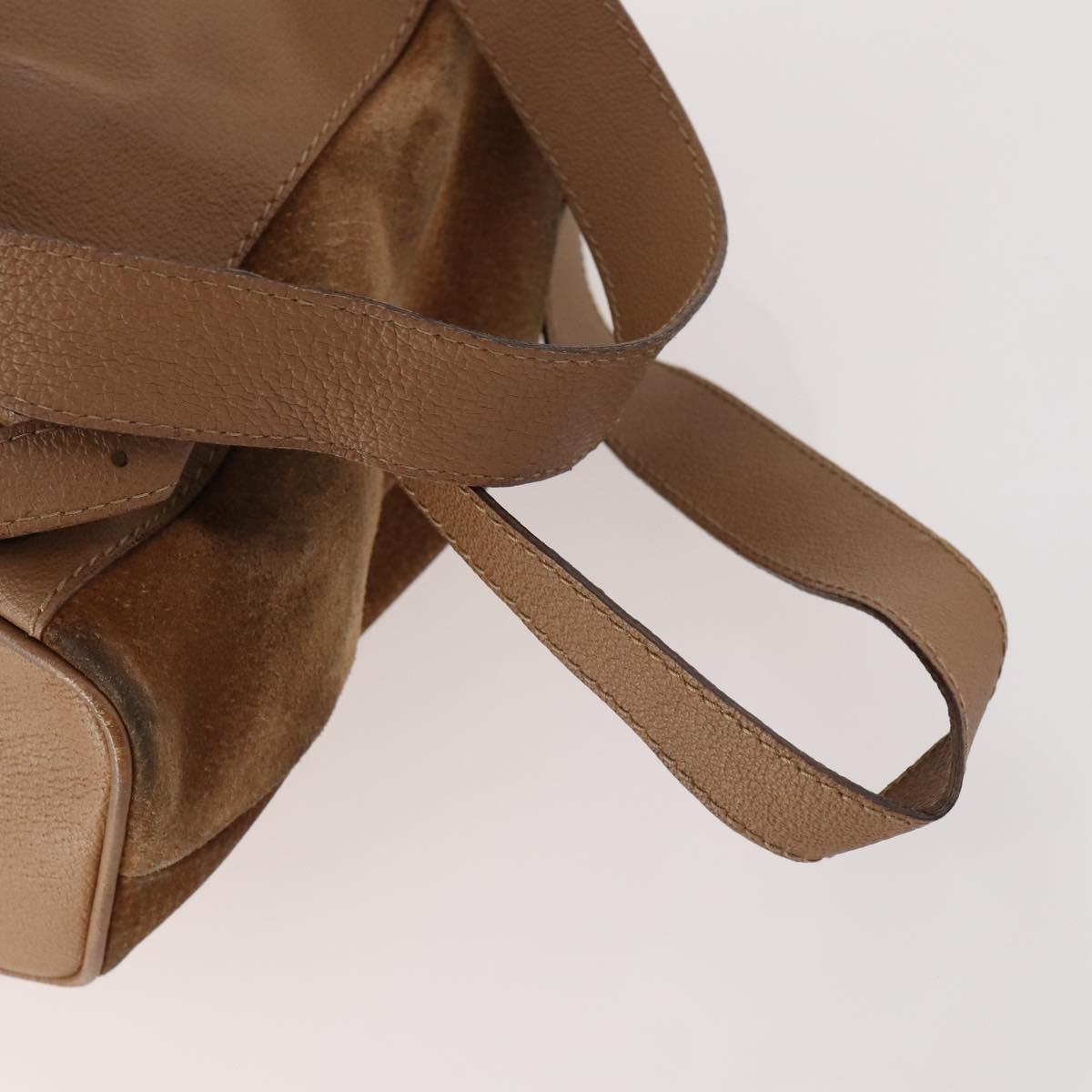 GUCCI Bamboo Backpack Suede Brown Gold 003 2058 0016 Auth LNZ352