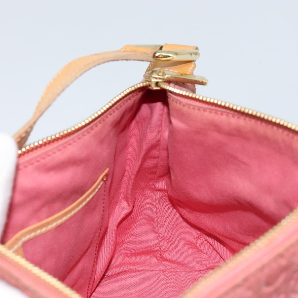 CELINE C Macadam Canvas Shoulder Bag Suede Pink Gold Auth LNZ353