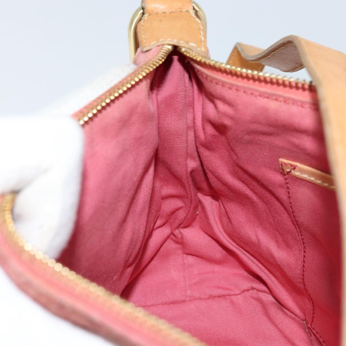 CELINE C Macadam Canvas Shoulder Bag Suede Pink Gold Auth LNZ353