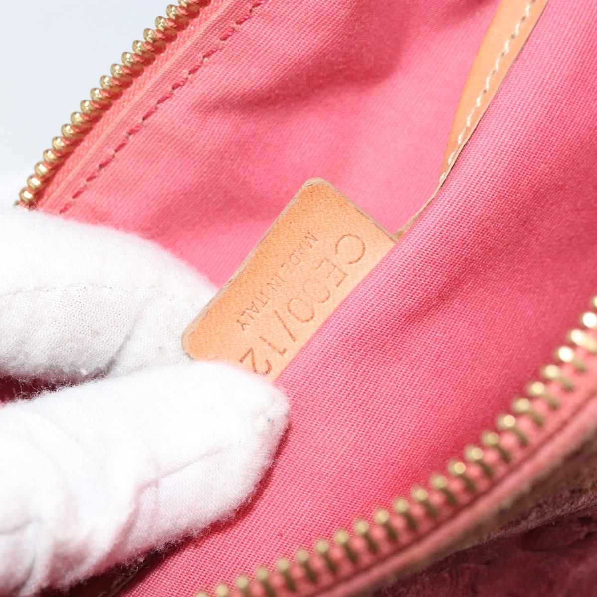 CELINE C Macadam Canvas Shoulder Bag Suede Pink Gold Auth LNZ353