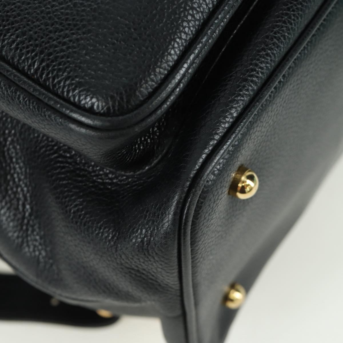 TIFFANY&Co. Backpack Leather Black Gold Auth LNZ354V