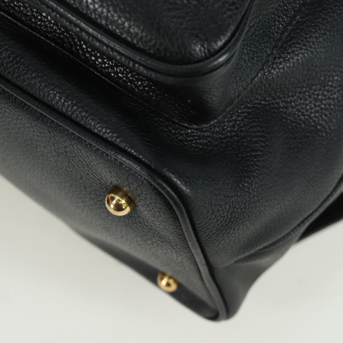 TIFFANY&Co. Backpack Leather Black Gold Auth LNZ354V
