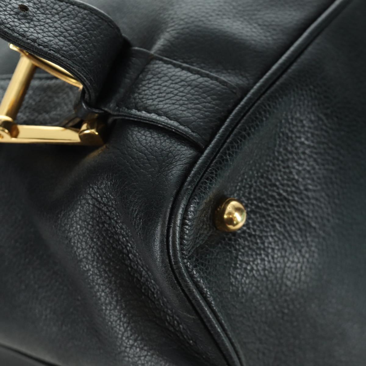 TIFFANY&Co. Backpack Leather Black Gold Auth LNZ354V