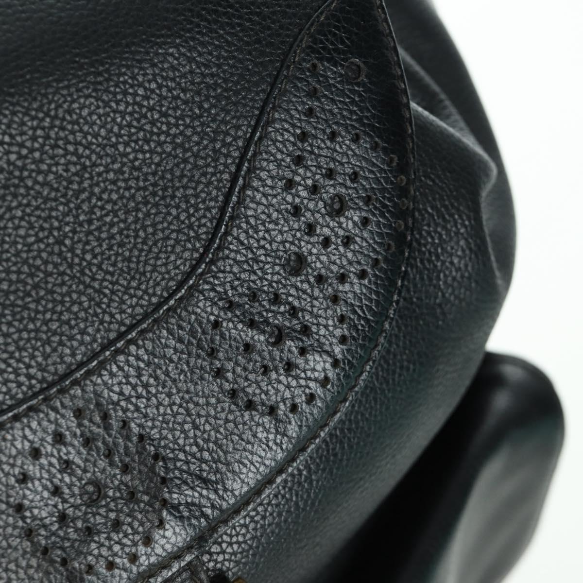 TIFFANY&Co. Backpack Leather Black Gold Auth LNZ354V