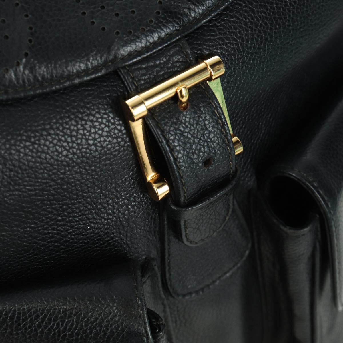 TIFFANY&Co. Backpack Leather Black Gold Auth LNZ354V