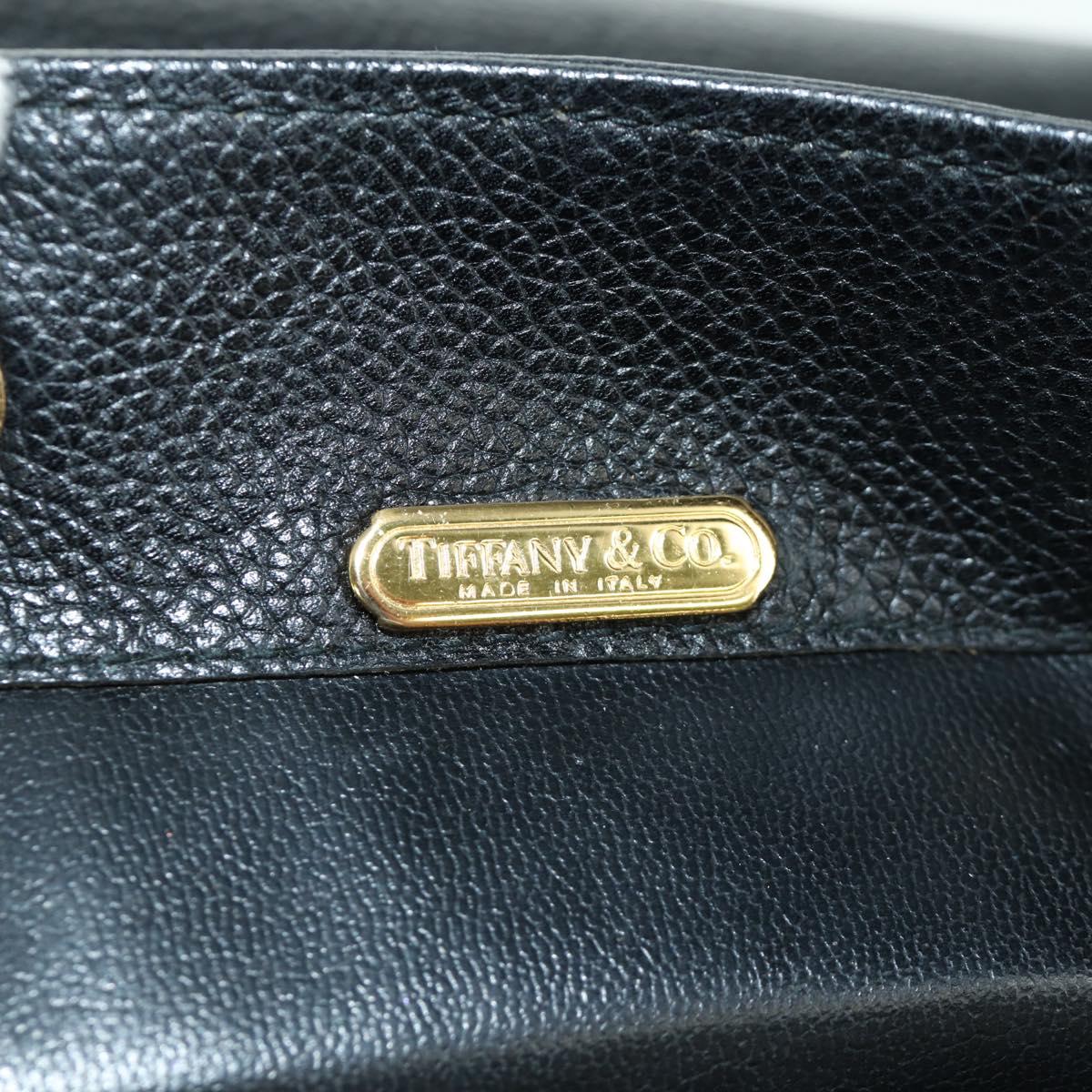 TIFFANY&Co. Backpack Leather Black Gold Auth LNZ354V