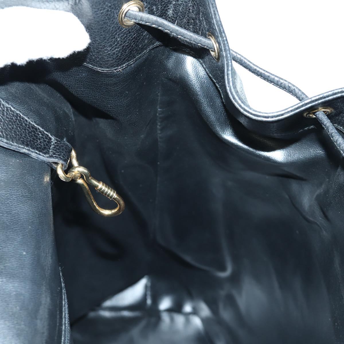 TIFFANY&Co. Backpack Leather Black Gold Auth LNZ354V