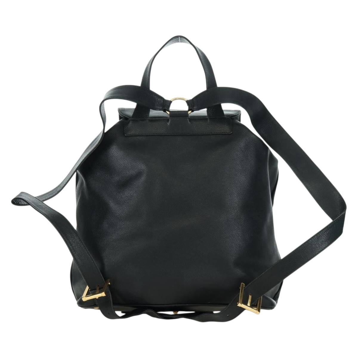 TIFFANY&Co. Backpack Leather Black Gold Auth LNZ354V