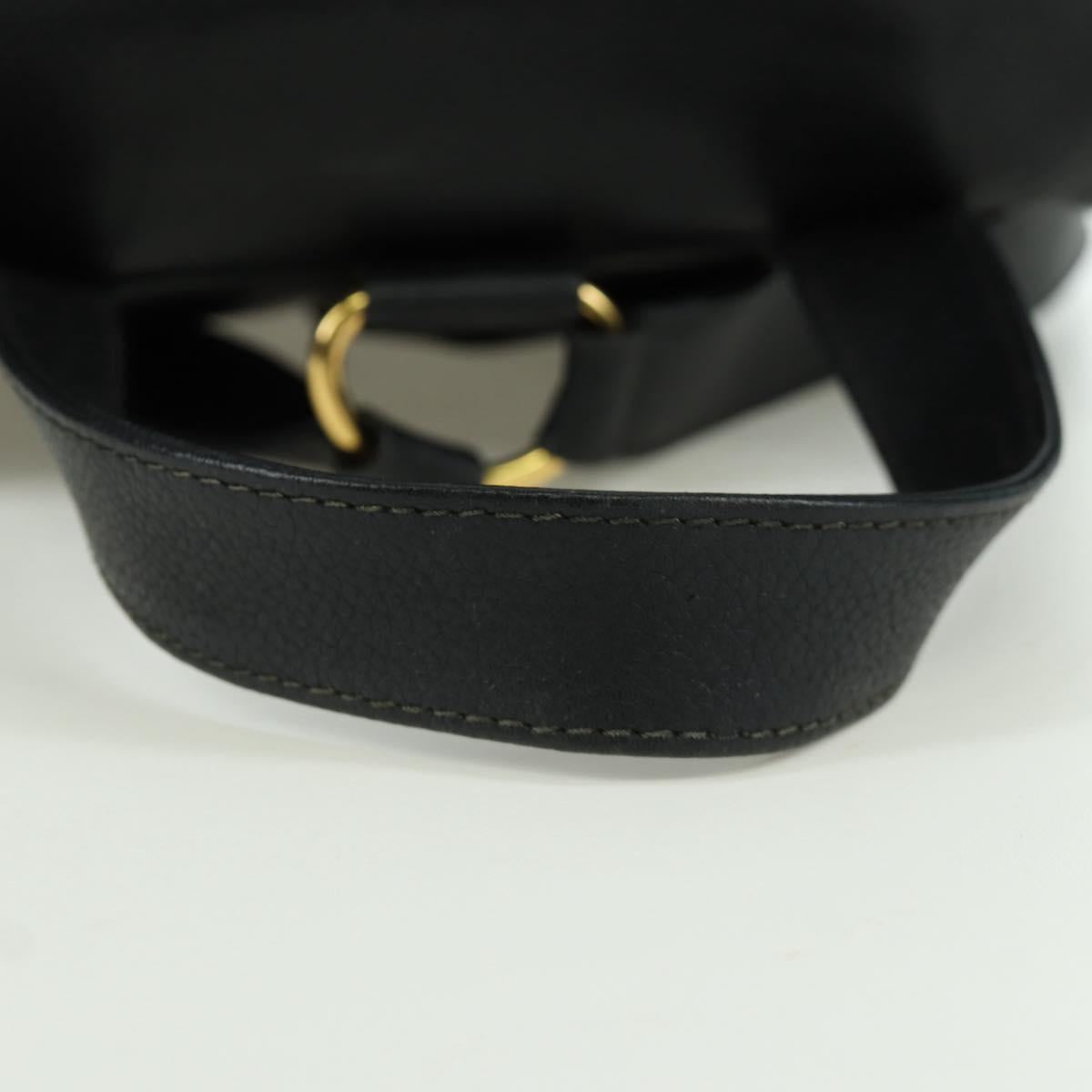 TIFFANY&Co. Backpack Leather Black Gold Auth LNZ354V