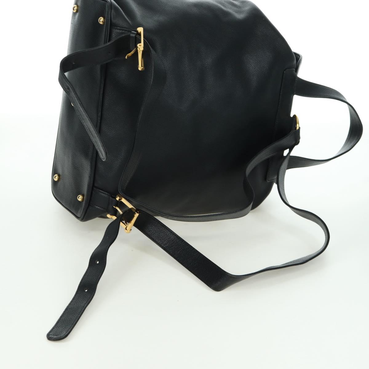 TIFFANY&Co. Backpack Leather Black Gold Auth LNZ354V