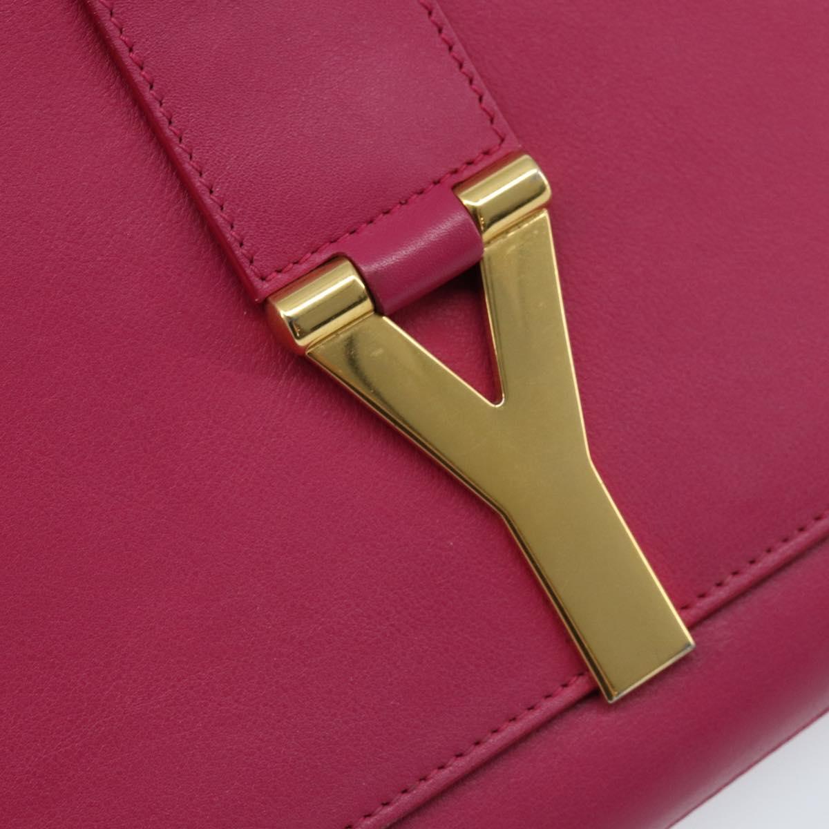 SAINT LAURENT Y Line Clutch Bag Leather Pink Gold 311213 Auth LNZ355