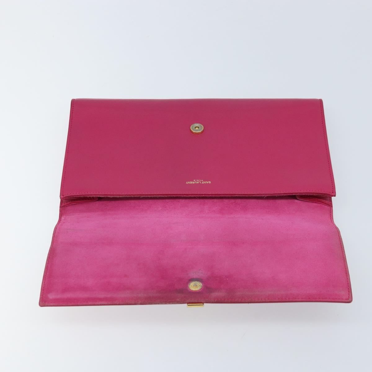 SAINT LAURENT Y Line Clutch Bag Leather Pink Gold 311213 Auth LNZ355
