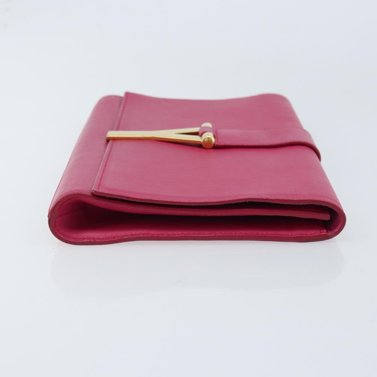 SAINT LAURENT Y Line Clutch Bag Leather Pink Gold 311213 Auth LNZ355