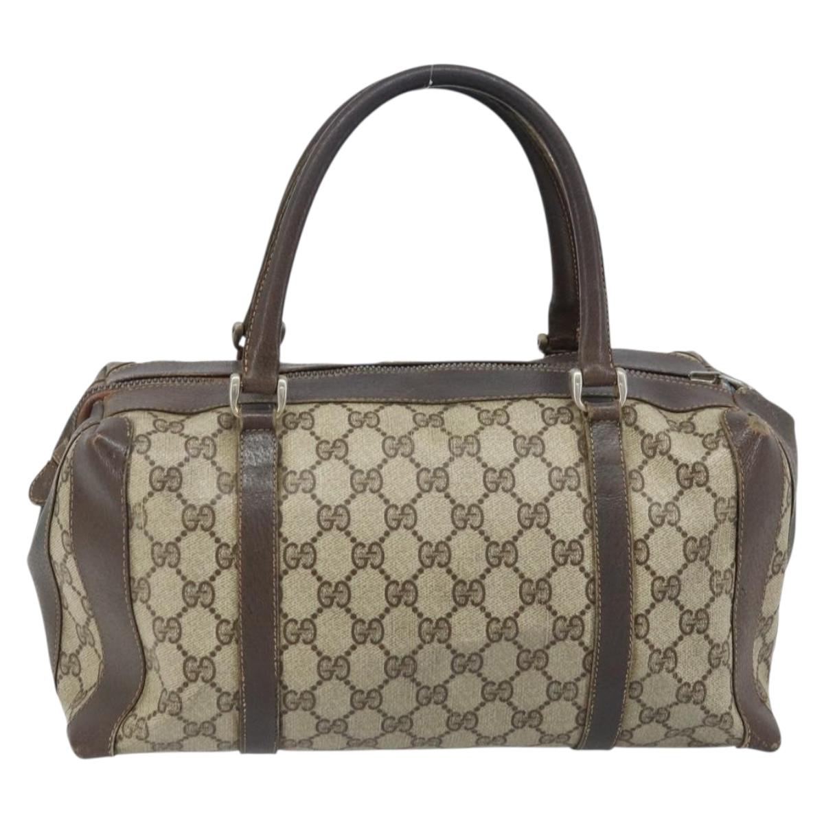 GUCCI GG Supreme Boston Bag PVC Beige Gold 14 03 3214 Auth LNZ370