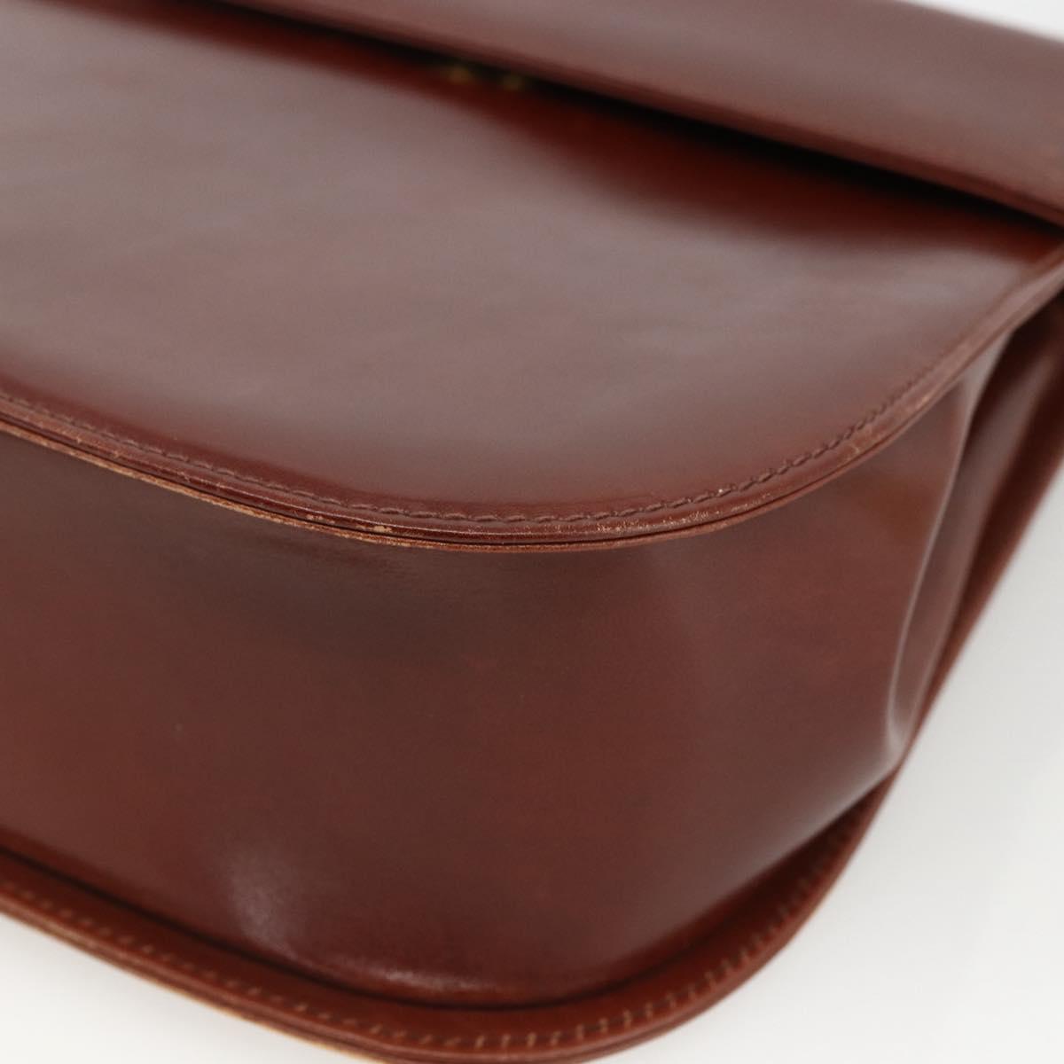 Salvatore Ferragamo Gancini Shoulder Bag Leather Brown Gold Auth LNZ377
