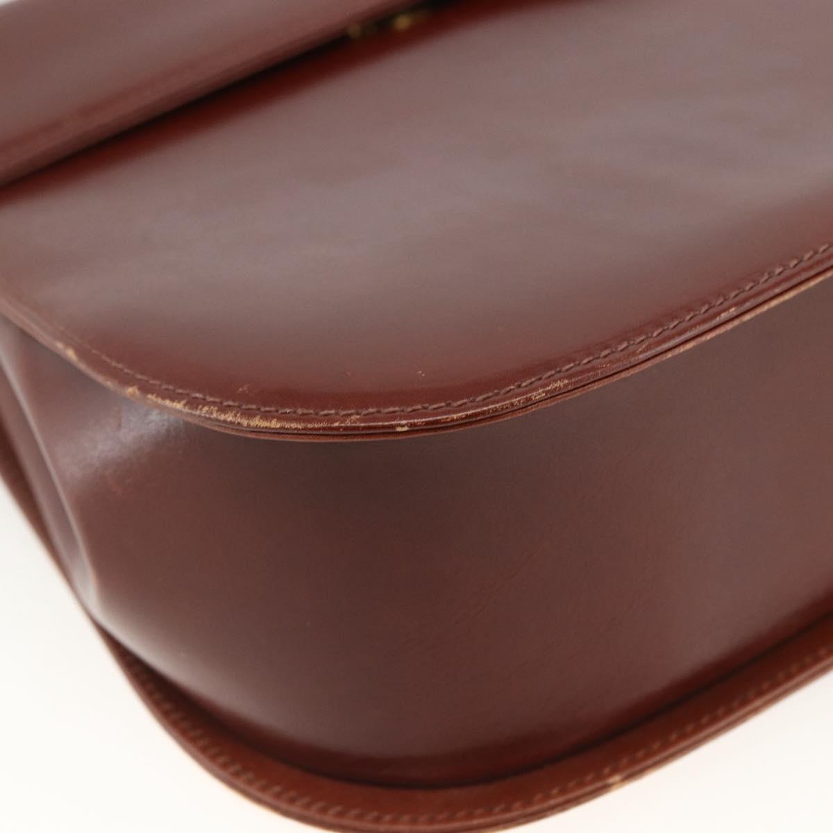 Salvatore Ferragamo Gancini Shoulder Bag Leather Brown Gold Auth LNZ377