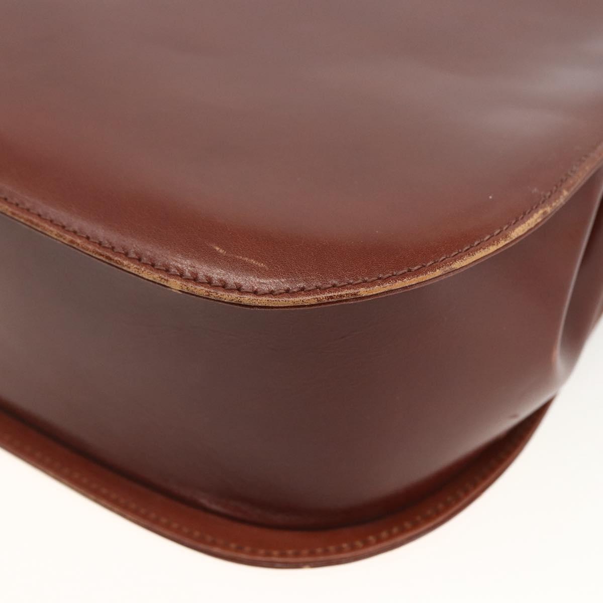 Salvatore Ferragamo Gancini Shoulder Bag Leather Brown Gold Auth LNZ377