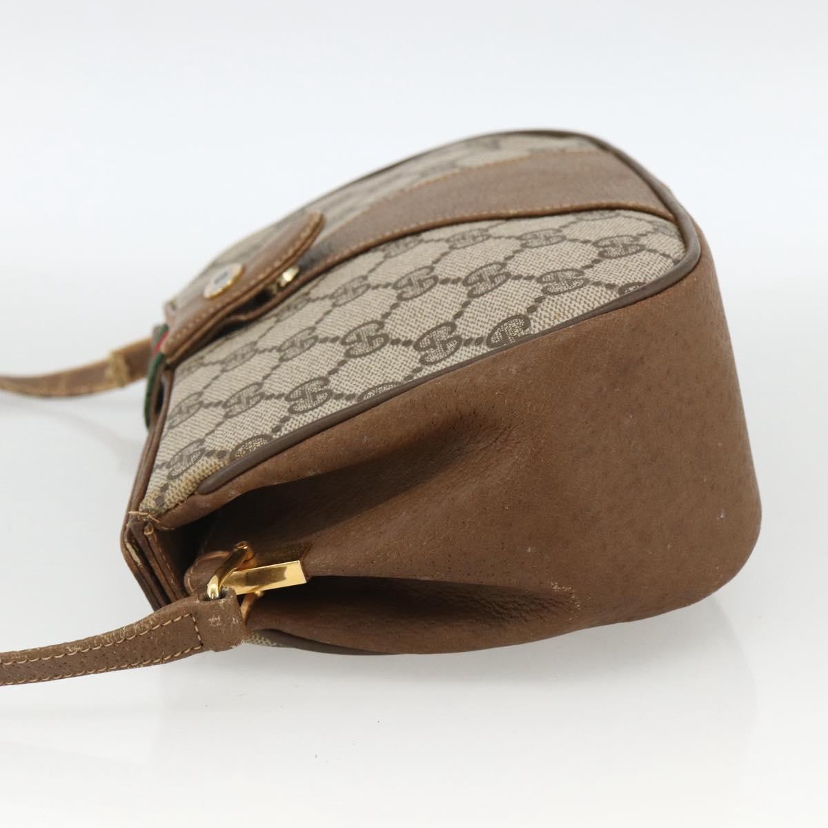 GUCCI Web Sherry Line GG Supreme Shoulder Bag PVC Beige 66 02 024 Auth LNZ379