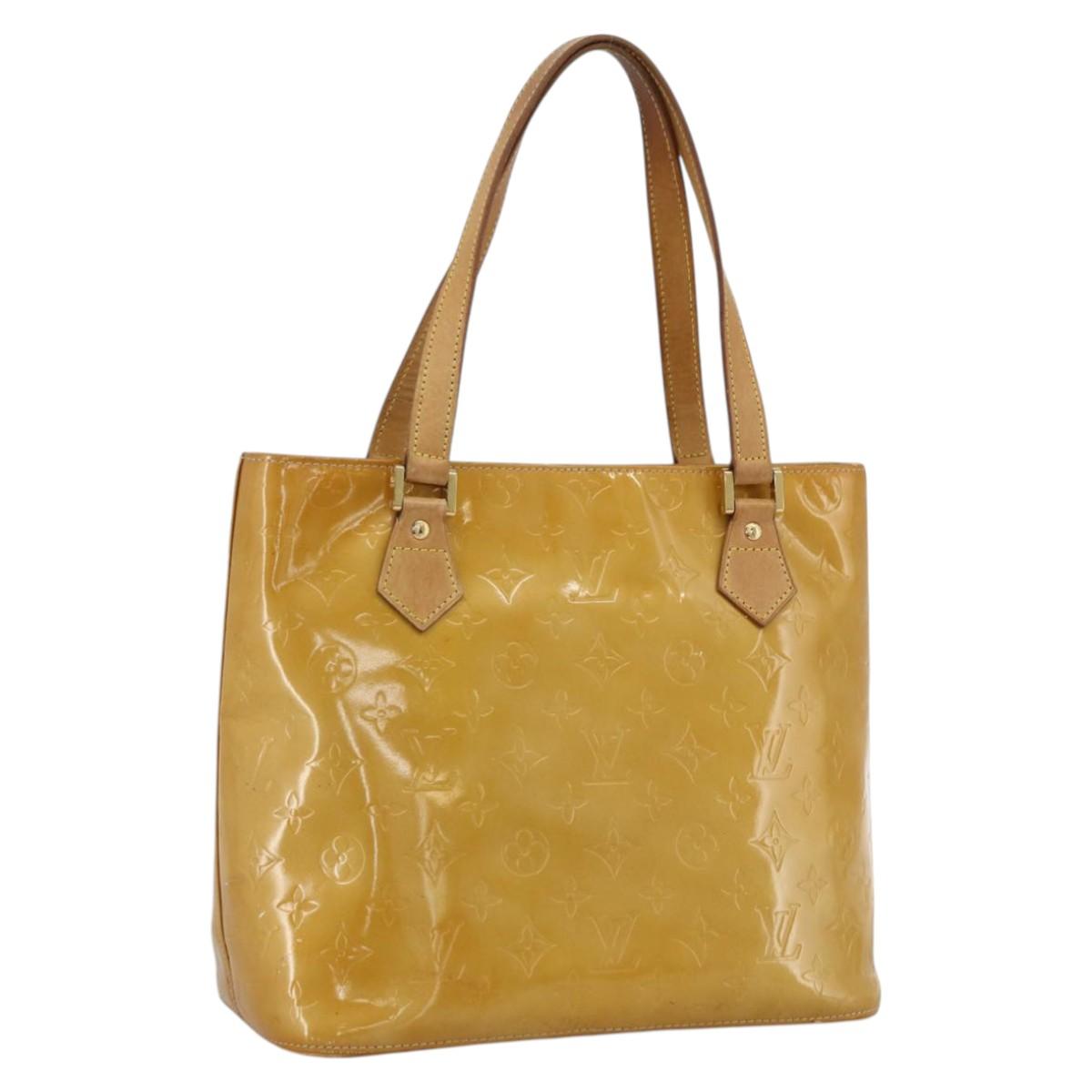 LOUIS VUITTON Monogram Vernis Houston Hand Bag Beige M91004 LV Auth LNZ383