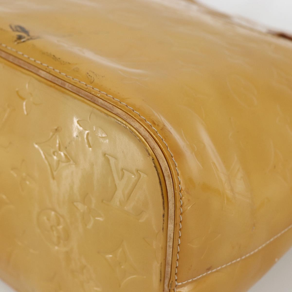 LOUIS VUITTON Monogram Vernis Houston Hand Bag Beige M91004 LV Auth LNZ383