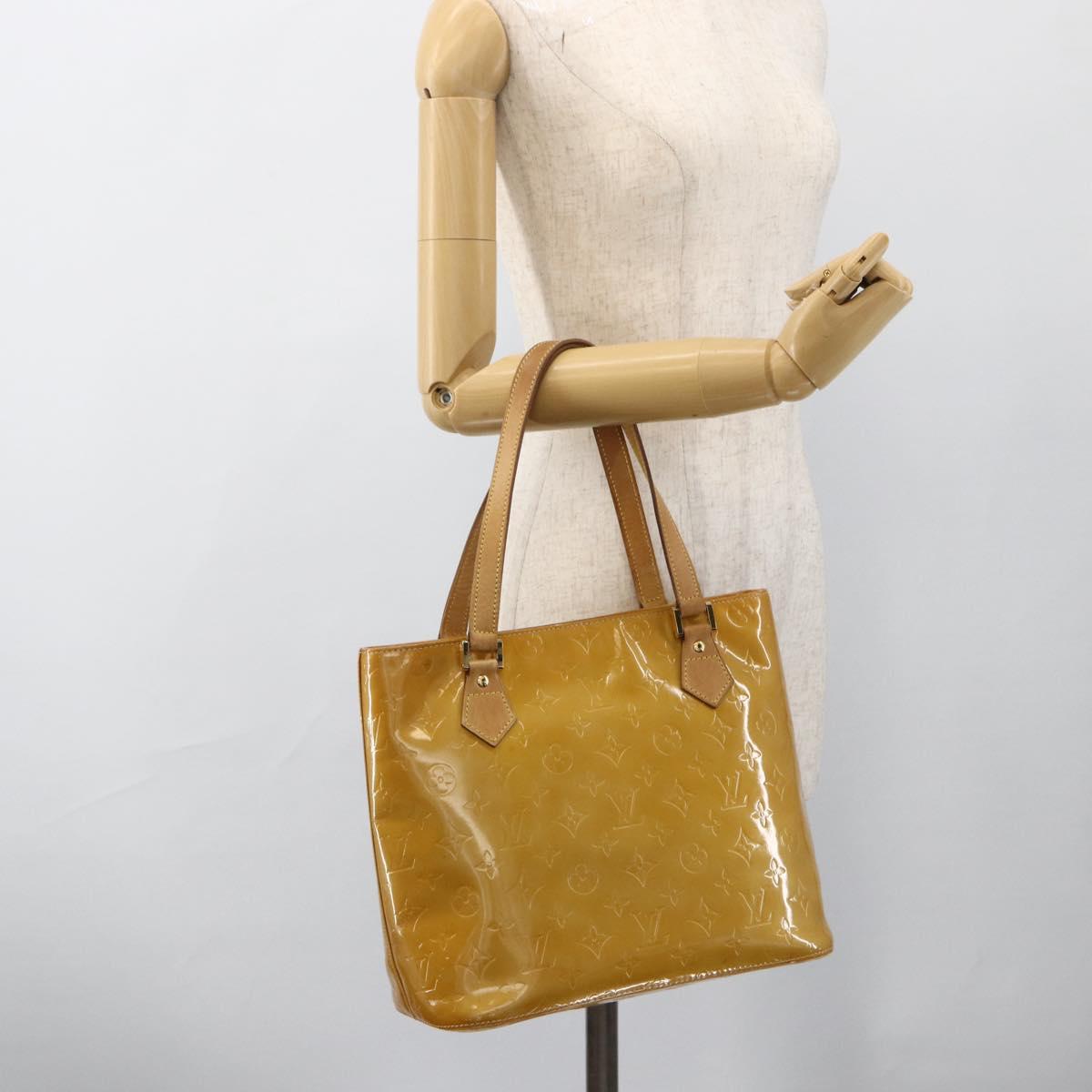 LOUIS VUITTON Monogram Vernis Houston Hand Bag Beige M91004 LV Auth LNZ383