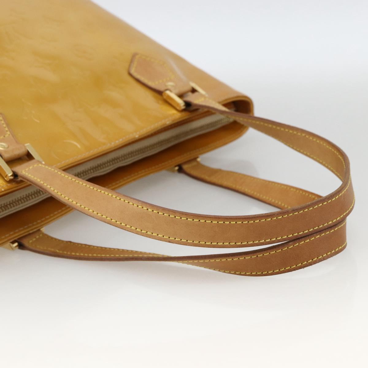 LOUIS VUITTON Monogram Vernis Houston Hand Bag Beige M91004 LV Auth LNZ383