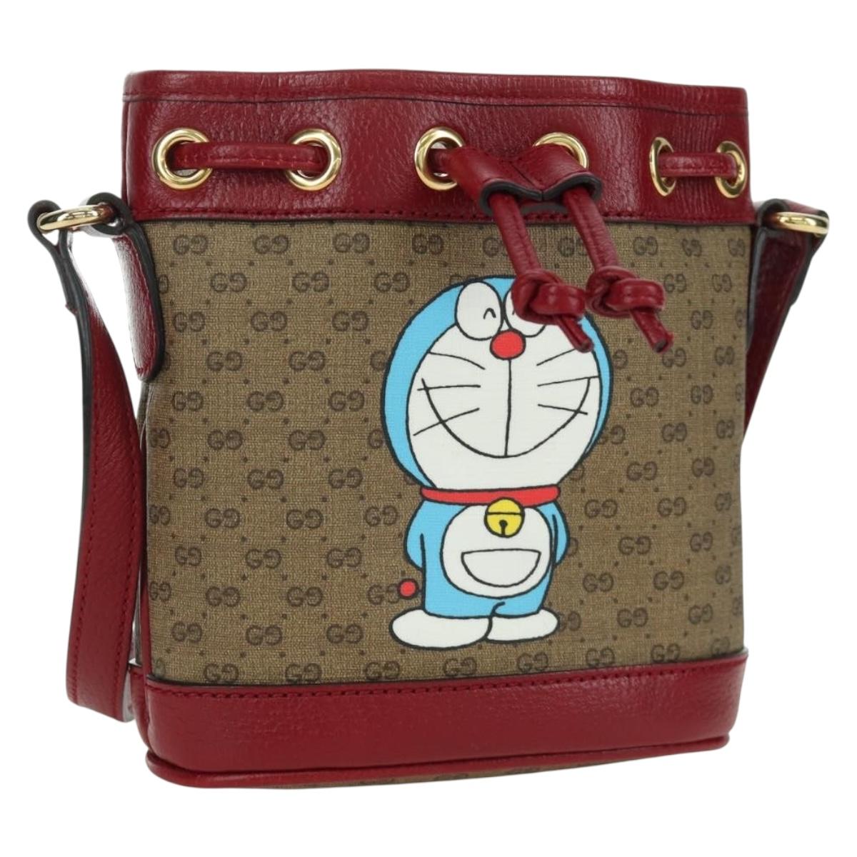 GUCCI GUCCI × Doraemon Micro GG Supreme Bag PVC Beige Gold 647801 Auth LNZ389SM
