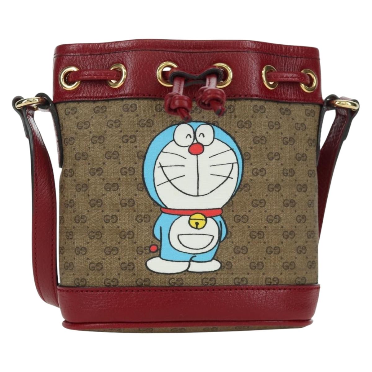 GUCCI GUCCI × Doraemon Micro GG Supreme Bag PVC Beige Gold 647801 Auth LNZ389SM