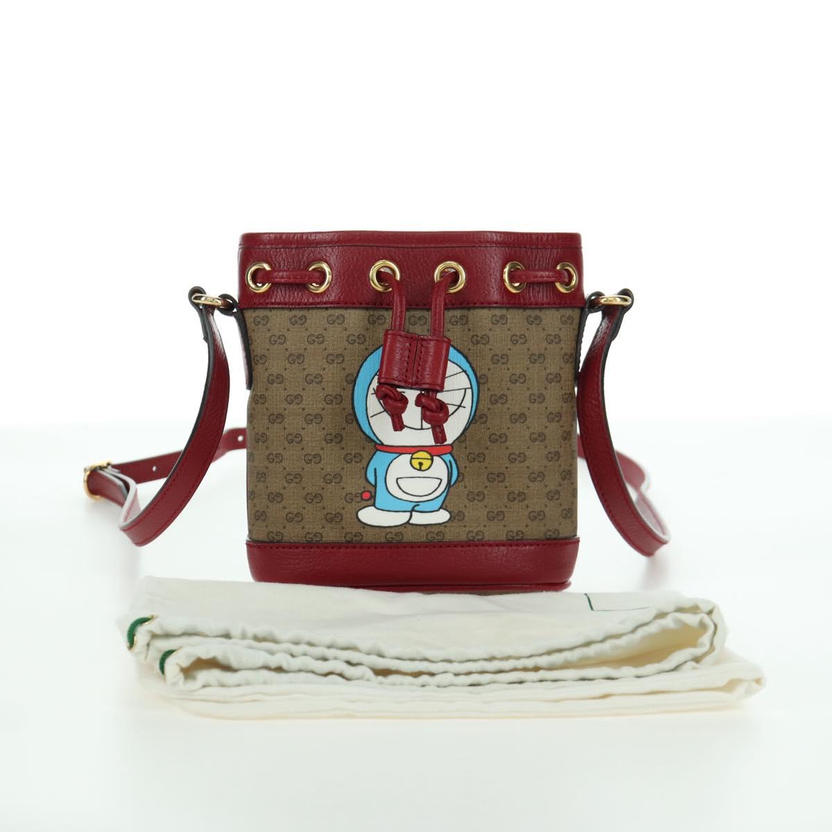 GUCCI GUCCI × Doraemon Micro GG Supreme Bag PVC Beige Gold 647801 Auth LNZ389SM