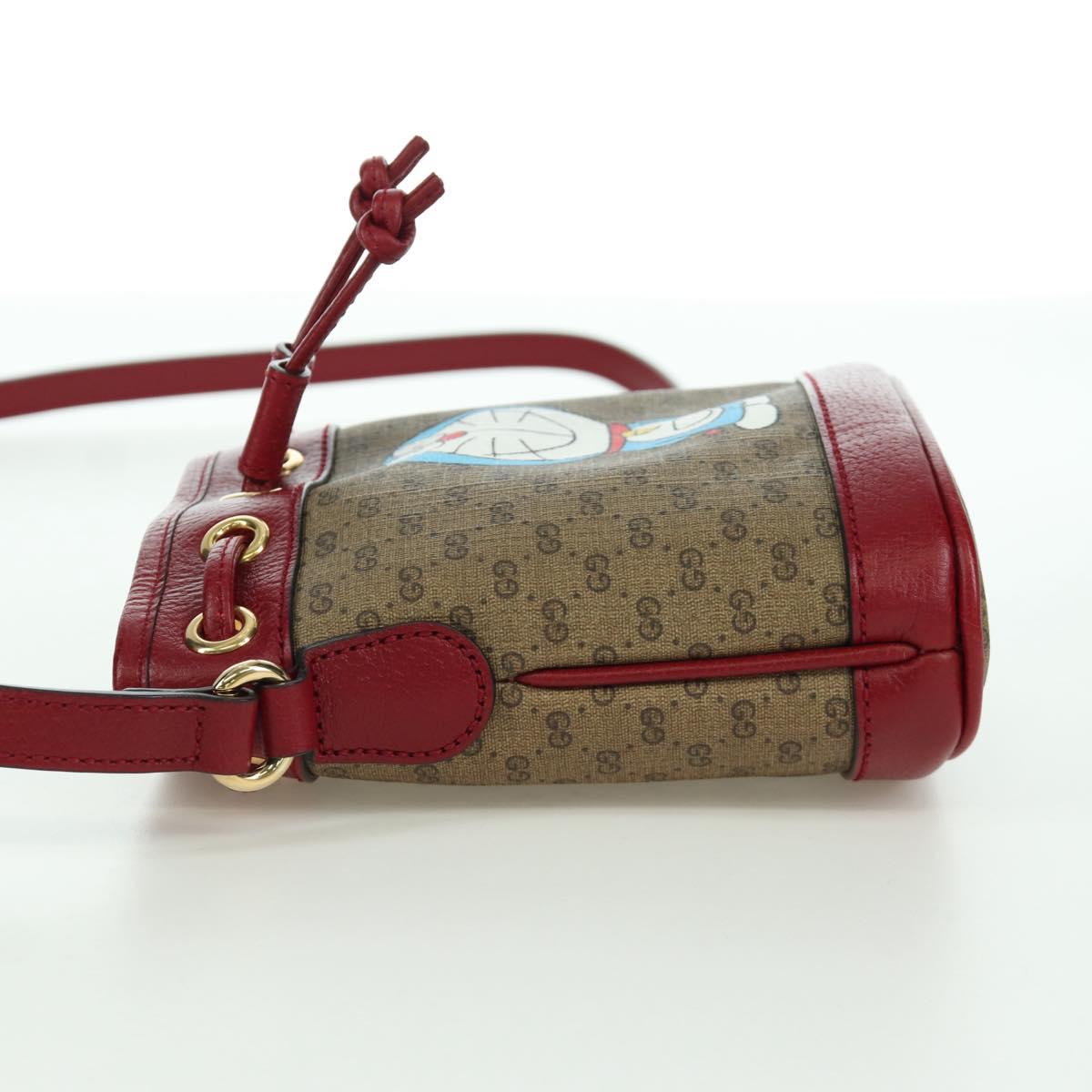 GUCCI GUCCI × Doraemon Micro GG Supreme Bag PVC Beige Gold 647801 Auth LNZ389SM
