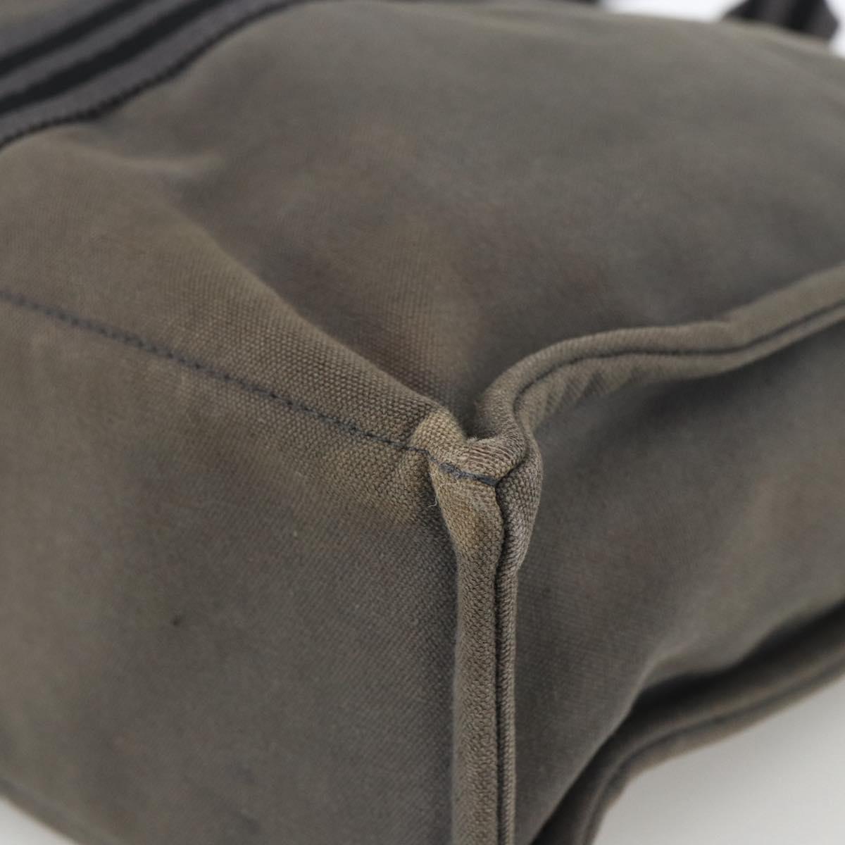 HERMES Fourre Tout MM Hand Bag Canvas Gray Silver Auth LNZ390