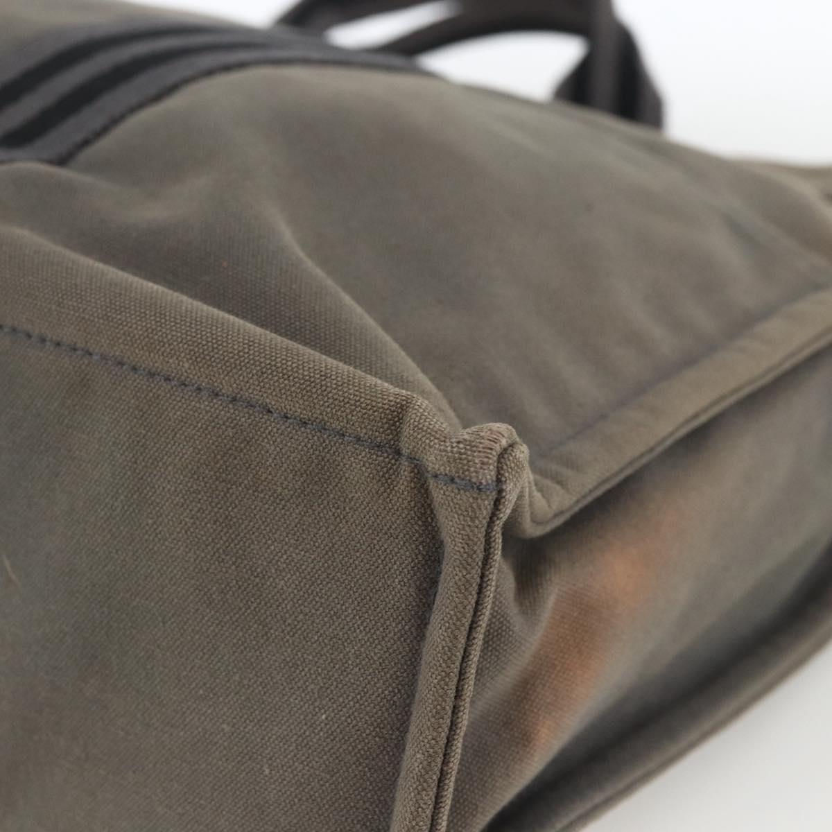 HERMES Fourre Tout MM Hand Bag Canvas Gray Silver Auth LNZ390