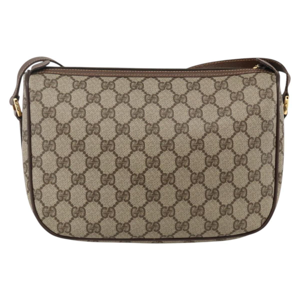 GUCCI GG Supreme Web Sherry Line Bag PVC Beige Gold 89 02 077 Auth LNZ393