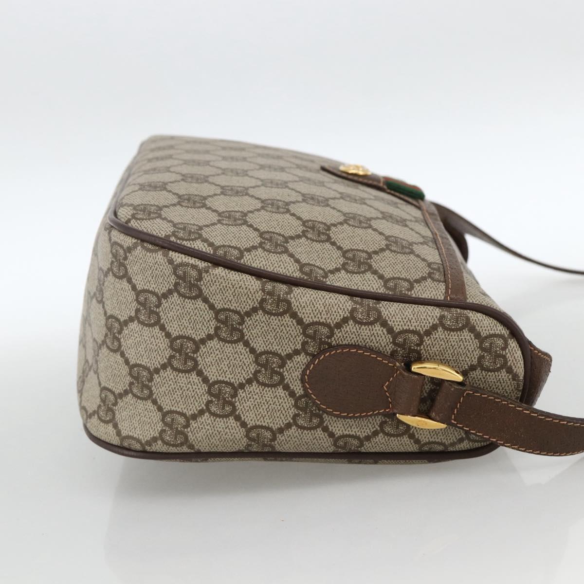 GUCCI GG Supreme Web Sherry Line Bag PVC Beige Gold 89 02 077 Auth LNZ393