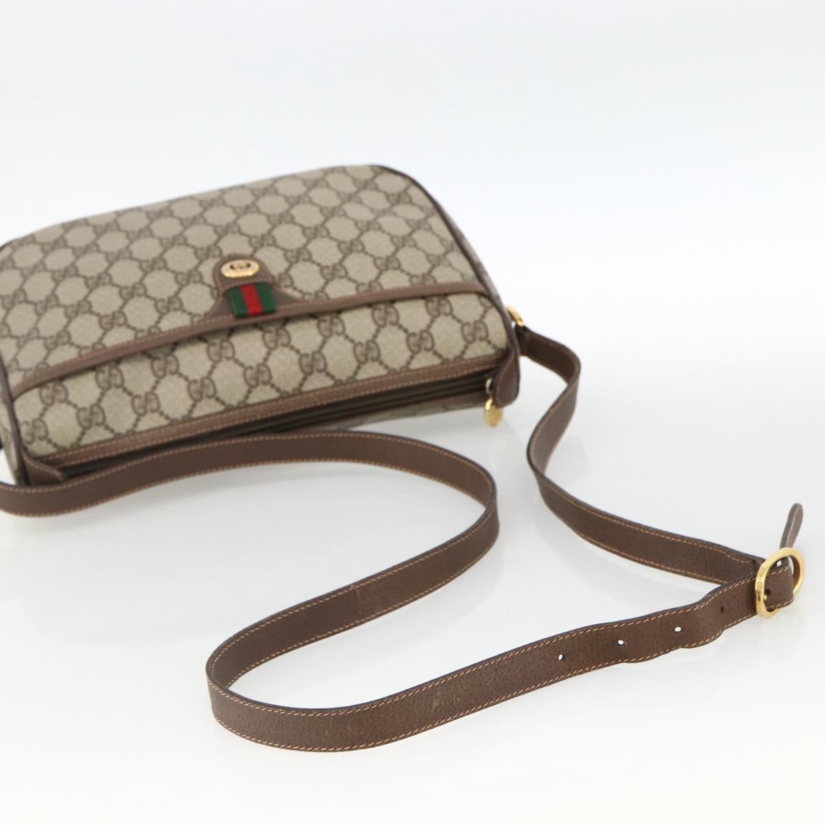GUCCI GG Supreme Web Sherry Line Bag PVC Beige Gold 89 02 077 Auth LNZ393