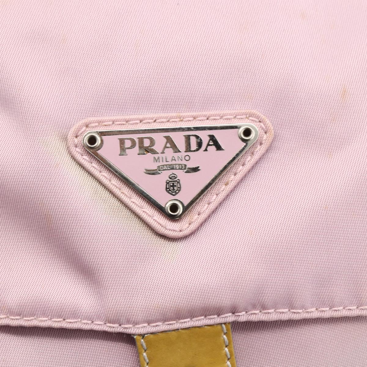 PRADA Shoulder Bag Nylon Pink Silver Auth LNZ394